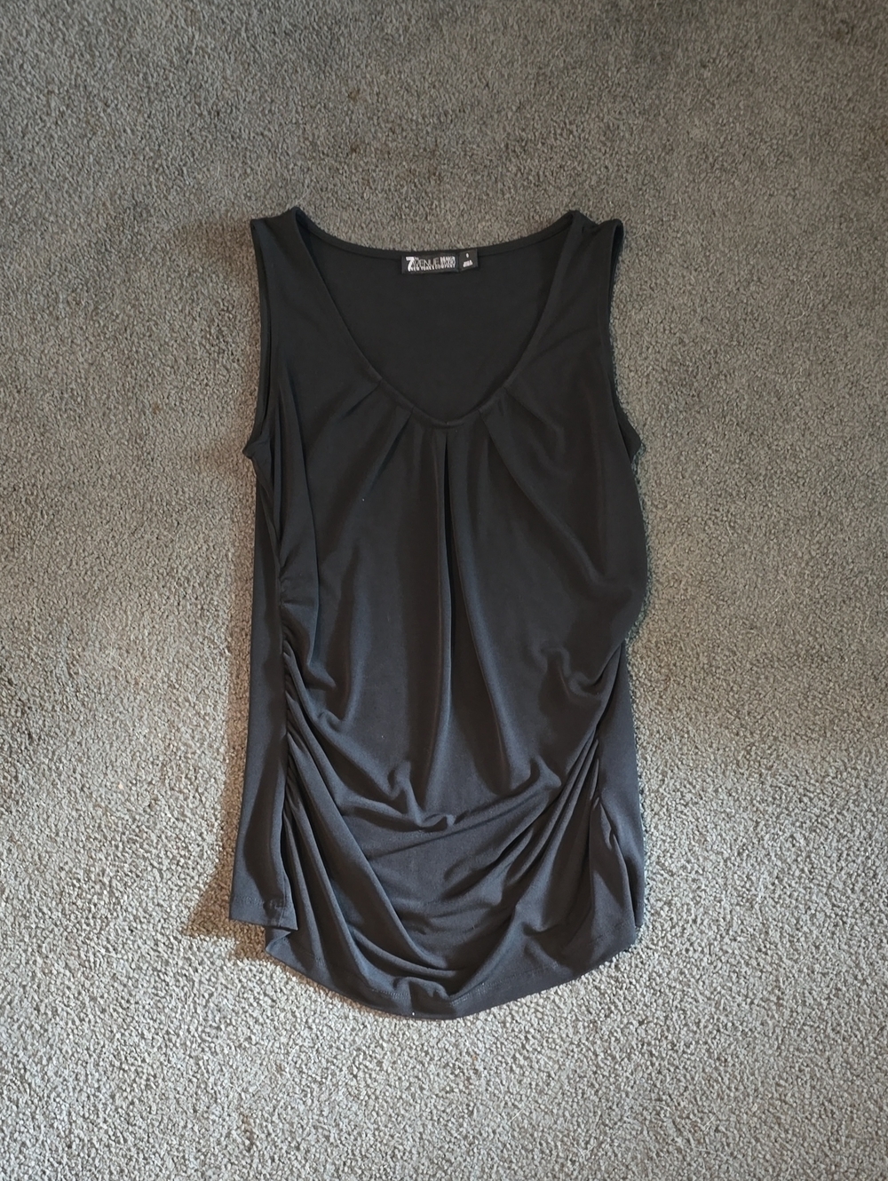 Worthington Black Sleeveless Ruched Draped Tank
